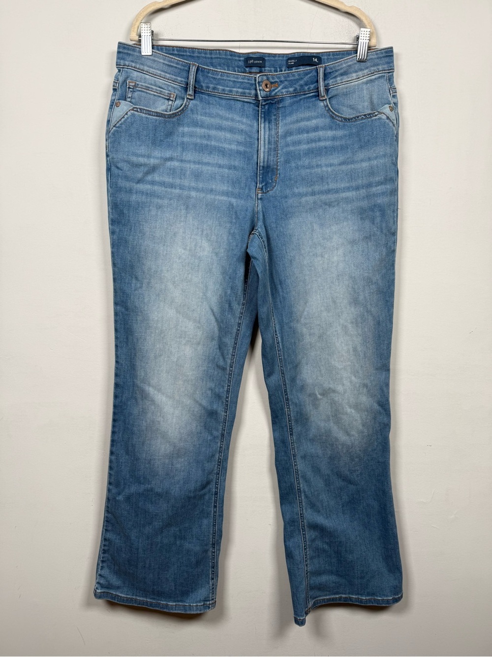 J. Jill Denim Barely Flare Jeans Size 14 Medium Wash Stretch Bootcut